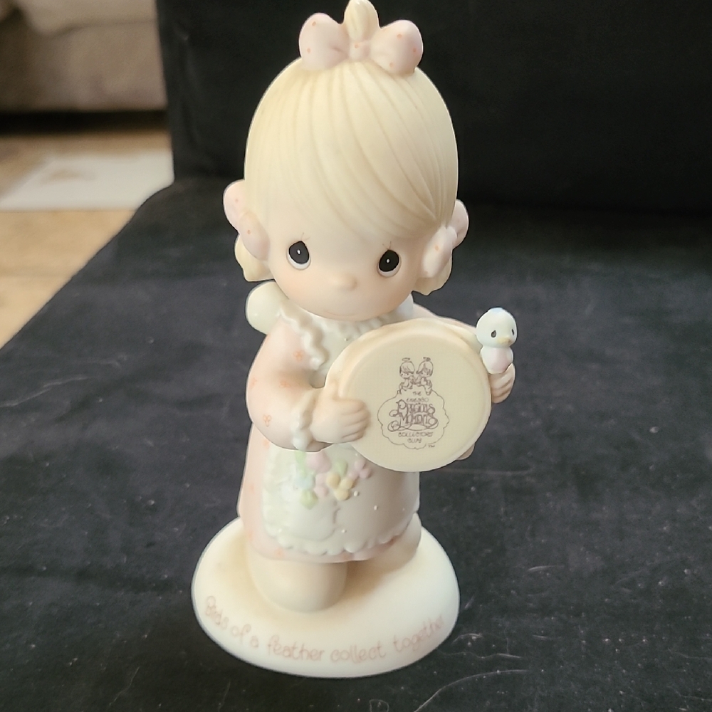Precious Moments Cream and Pink Figurine with Bird